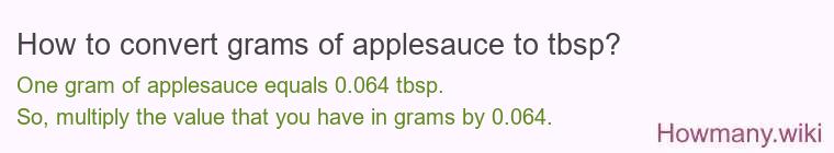 How to convert grams of applesauce to tbsp? How to convert grams of applesauce to tbsp?