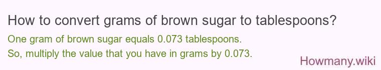 How to convert grams of brown sugar to tablespoons? How to convert grams of brown sugar to tablespoons?