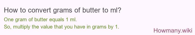 How to convert grams of butter to ml?
