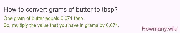 How to convert grams of butter to tbsp?