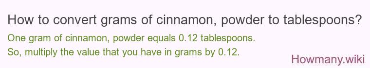 How to convert grams of cinnamon, powder to tablespoons?