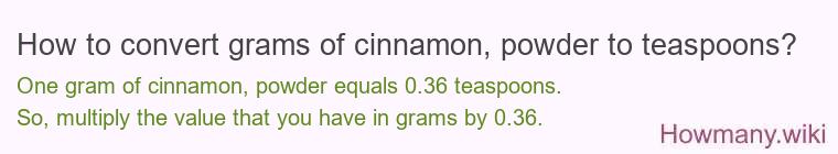 How to convert grams of cinnamon powder to teaspoons?