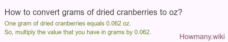 How to convert grams of dried cranberries to oz?