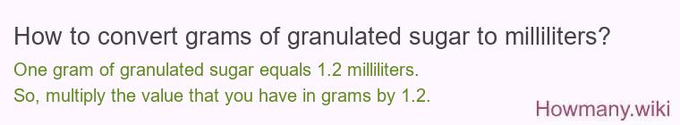 How to convert grams of granulated sugar to milliliters?