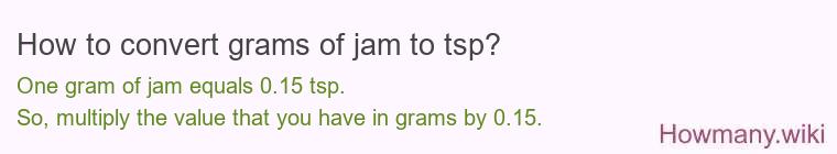 How to convert grams of jam to tsp? How to convert grams of jam to tsp?