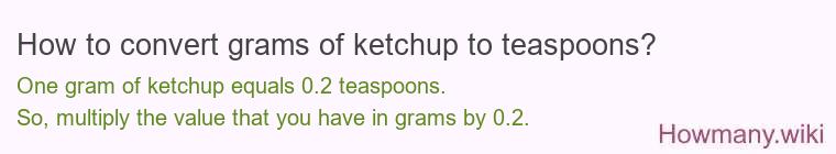 How to convert grams of ketchup to teaspoons? How to convert grams of ketchup to teaspoons?