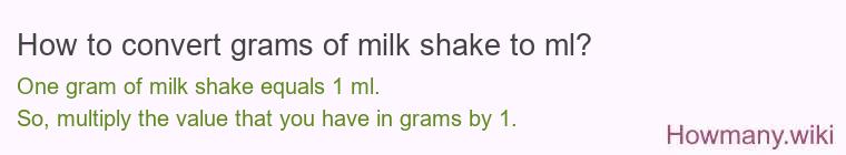 How to convert grams of milk shake to ml?