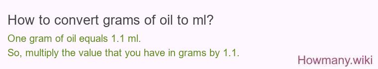 How to convert grams of oil to ml? How to convert grams of oil to ml?