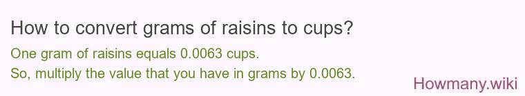 How to convert grams of raisins to cups?
