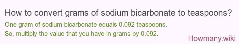 How to convert grams of sodium bicarbonate to teaspoons?