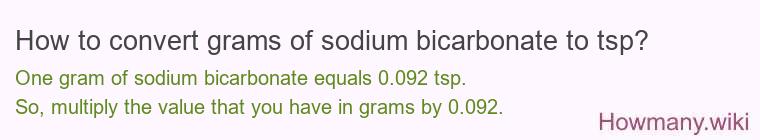 How to convert grams of sodium bicarbonate to tsp?