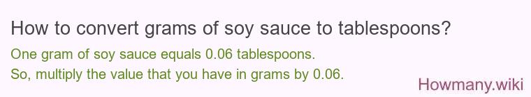 How to convert grams of soy sauce to tablespoons?