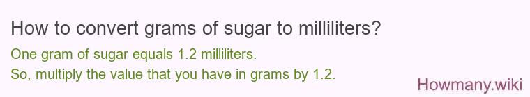 How to convert grams of sugar to milliliters?