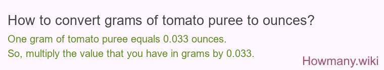 How to convert grams of tomato puree to ounces?