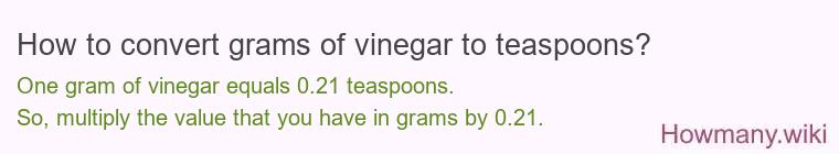 How to convert grams of vinegar to teaspoons?