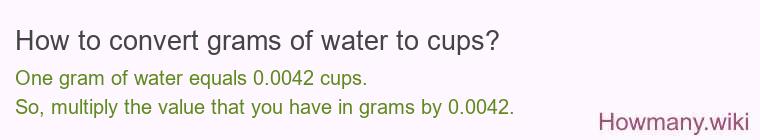 How to convert grams of water to cups? How to convert grams of water to cups?