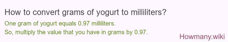 How to convert grams of yogurt to milliliters?