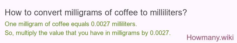 How to convert milligrams of coffee to milliliters?