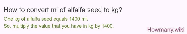 How to convert ml of alfalfa seed to kg?