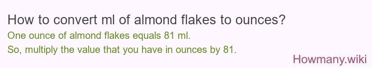 How to convert ml of almond flakes to ounces?