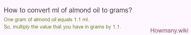 How to convert ml of almond oil to grams?
