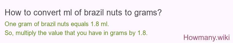 How to convert ml of brazil nuts to grams?