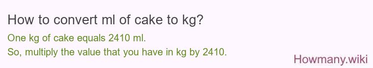 How to convert ml of cake to kg?