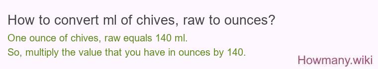 How to convert ml of chives, raw to ounces?