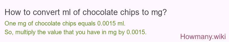 How to convert ml of chocolate chips to mg?