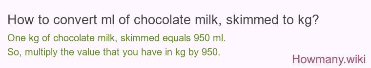 How to convert ml of chocolate milk, skimmed to kg?