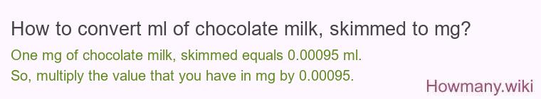 How to convert ml of chocolate milk, skimmed to mg?