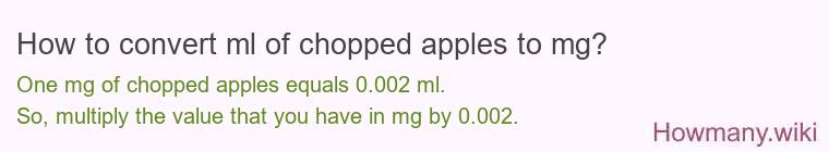 How to convert ml of chopped apples to mg?