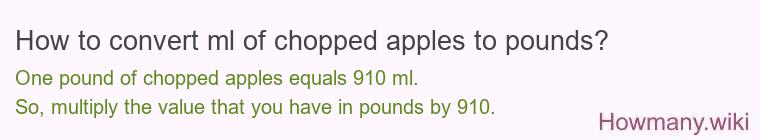 How to convert ml of chopped apples to pounds?