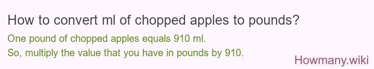 How to convert ml of chopped apples to pounds?