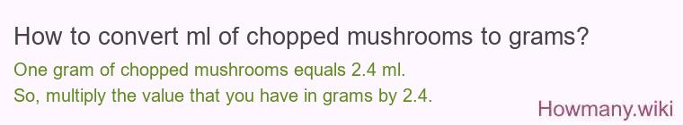 How to convert ml of chopped mushrooms to grams?