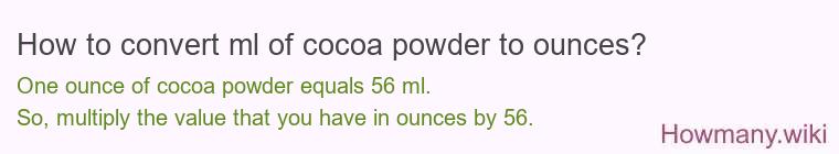 How to convert ml of cocoa powder to ounces?