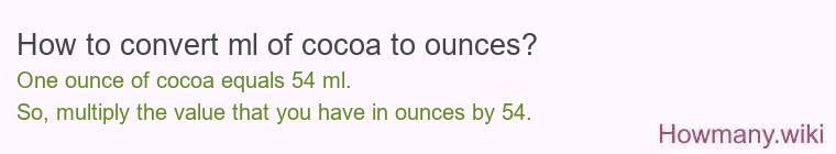How to convert ml of cocoa to ounces?