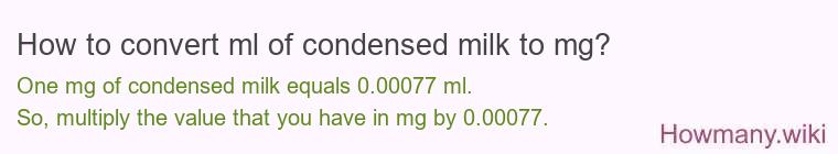 How to convert ml of condensed milk to mg?