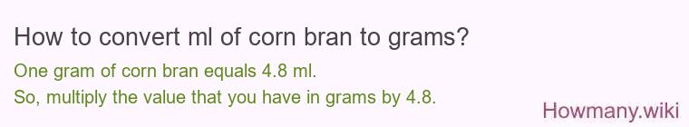 How to convert ml of corn bran to grams?
