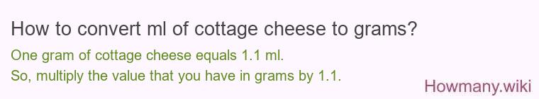 How to convert ml of cottage cheese to grams?