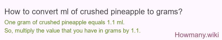 How to convert ml of crushed pineapple to grams?