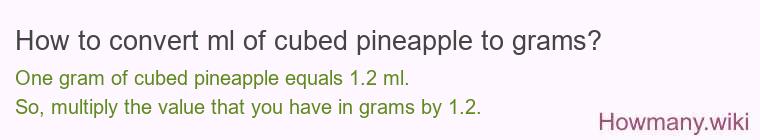 How to convert ml of cubed pineapple to grams?