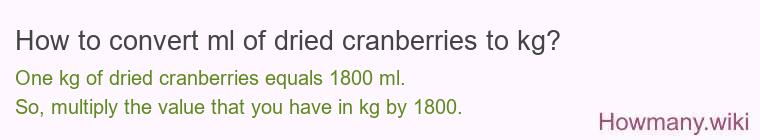 How to convert ml of dried cranberries to kg?