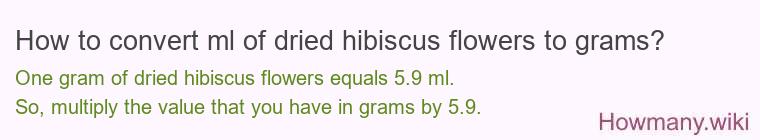How to convert ml of dried hibiscus flowers to grams?