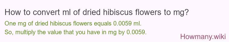 How to convert ml of dried hibiscus flowers to mg?