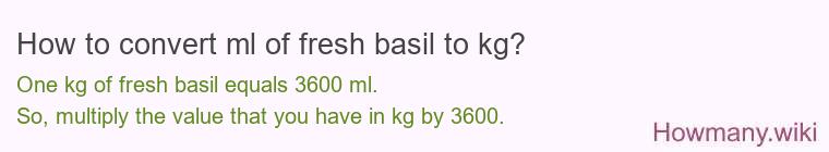 How to convert ml of fresh basil to kg?