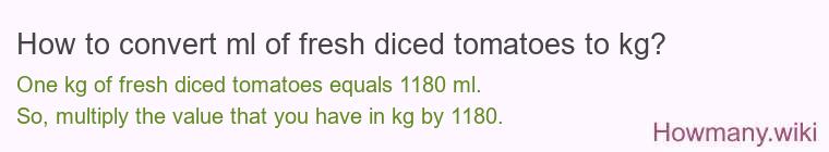How to convert ml of fresh diced tomatoes to kg?