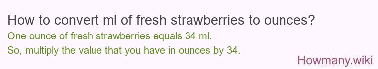 How to convert ml of fresh strawberries to ounces?