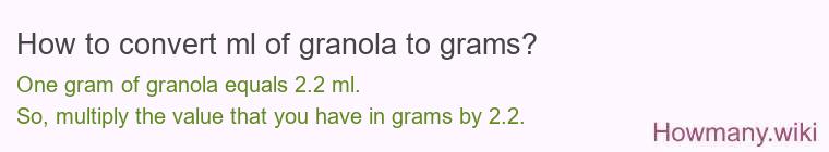 How to convert ml of granola to grams?