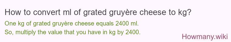 How to convert ml of grated gruyÃ¨re cheese to kg?